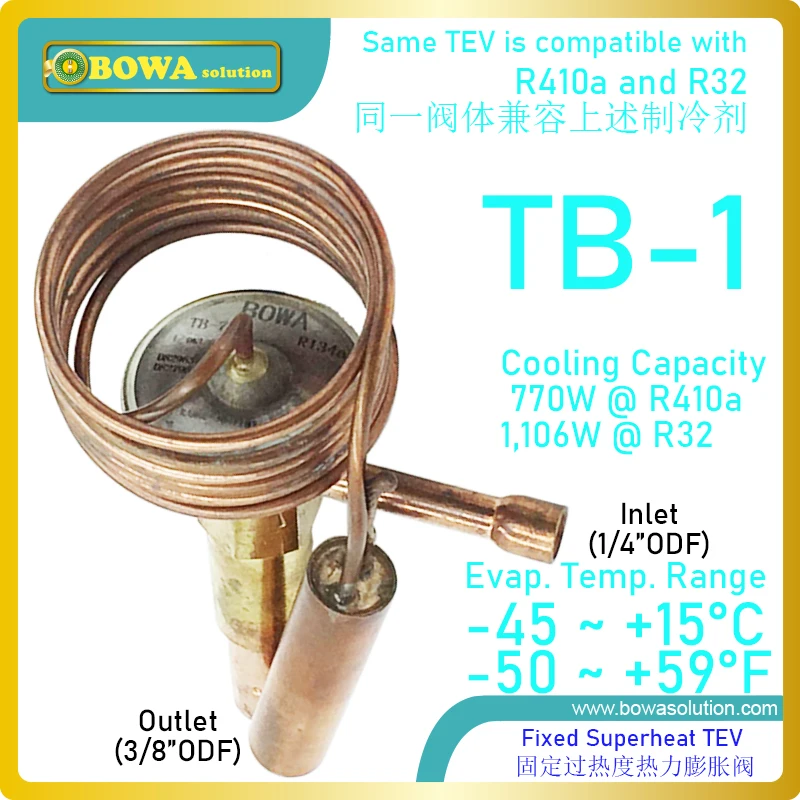 0.7KW R410a TEV يتطابق مع الضاغط الدوارة 2 ~ 4cc/rev يستخدم في مكيف الهواء المقصورة أو مجففات الهواء أو التطبيقات المتنقلة