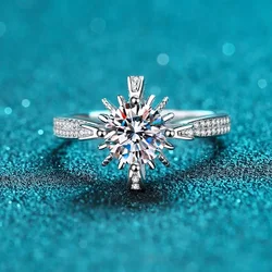 Luxury Platinum PT950 1 Carat Moissanite Diamond Rings for Women Wedding Fine Jewelry Rings Type Main Stone Side Stone Good Gift