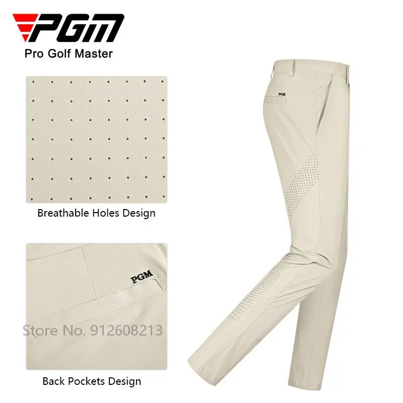 PGM Male Business Golf Trousers Breathable Golf Long Pants Men Elastic Straight Sports Pants Casual Quick-dry Sweatpant 2XS-3XL