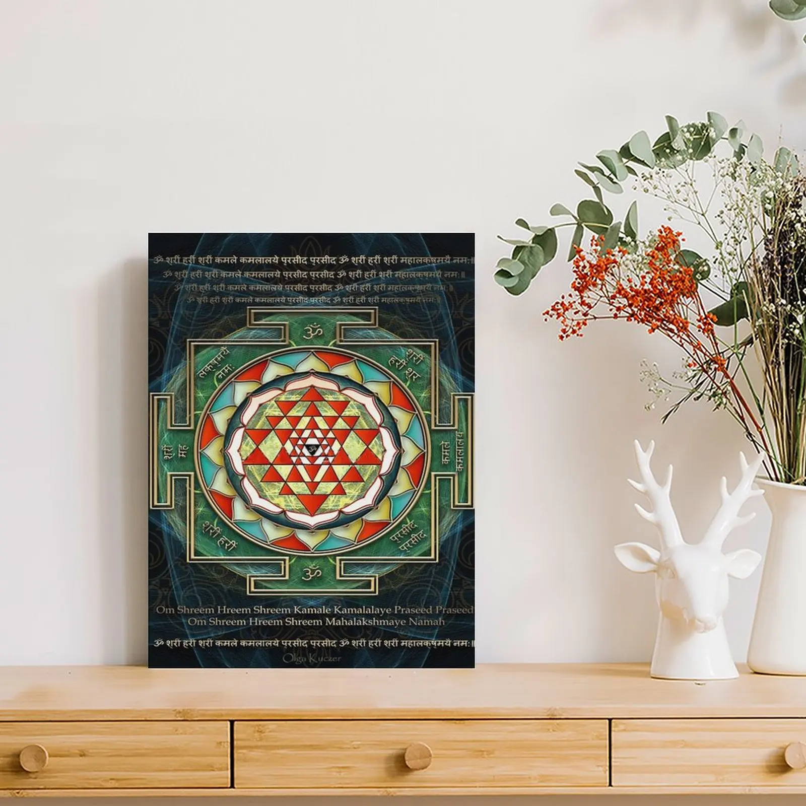 Maha Lakshmi Mantra Shri Yantra Wealth Giving Canvas Paintings Wall Cave Bar Cave Classic Framed Wall Paintings view 3