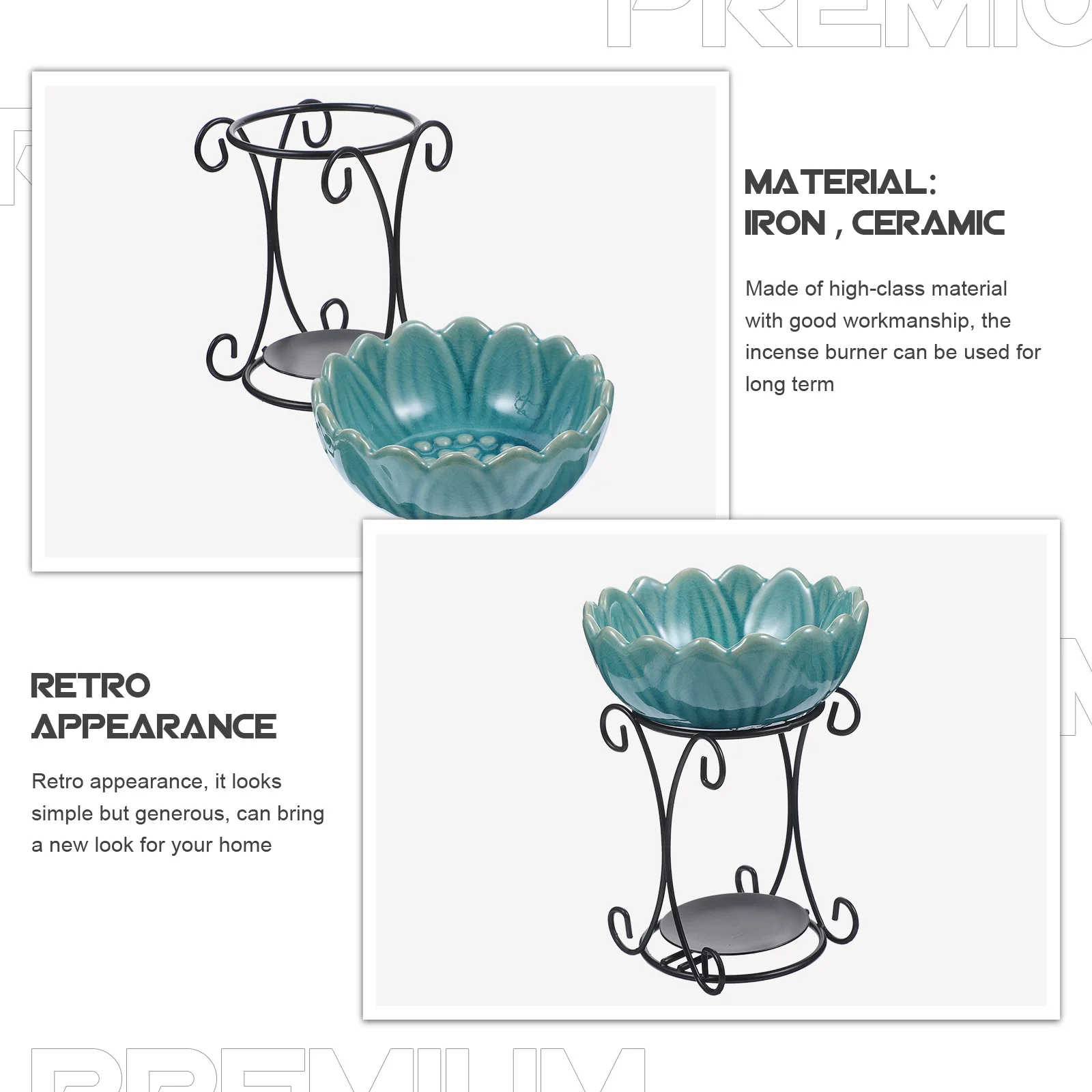 

Essential Oil Incense Burner Iron Art Aromatherapy Stove Home Decor Desktop Ornament Retro Meditation Aid Sleep Gift