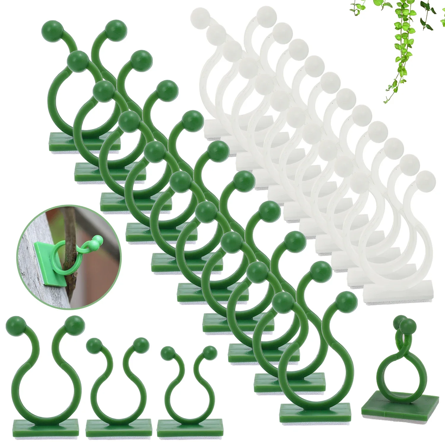 200/10Pcs Plant Climbing Wall Fixture Clips Rattan Vine Fixer Self-Adhesive Hook Invisible Garden Binding Clip Wall StickyClip