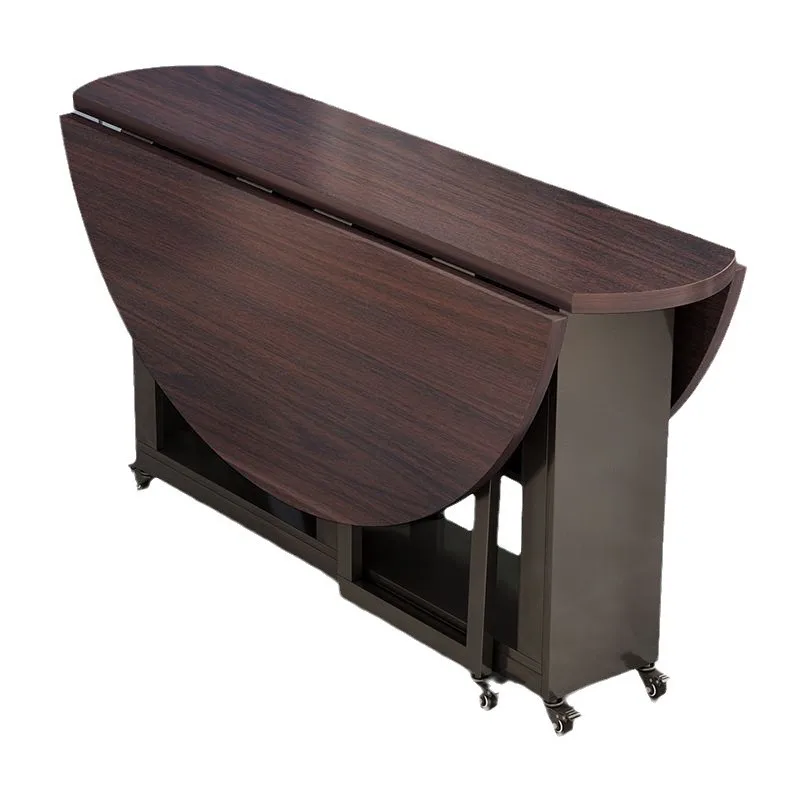 Household small apartment multi-functional round mobile dining table simple storage living room dining table