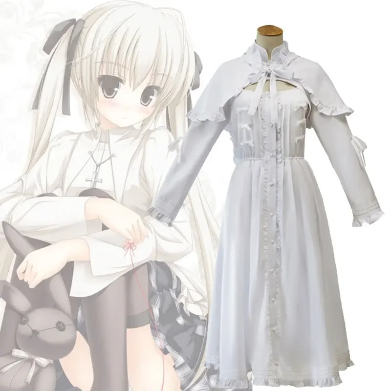 

Fate Of The Sky Kasuga Wild Dome Rabbit Ear Dress Cosplay Women's Clothing Anime Game Perform White Dresses Female Costume