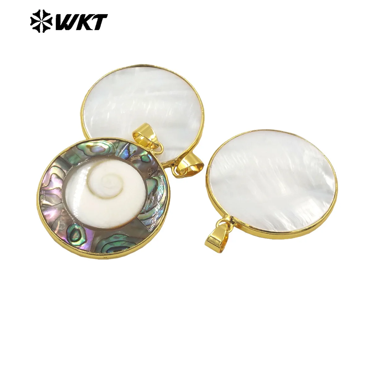 WT-JP361   WKT 2024 Hot Style Natural Natural Shell Wedding Pendant Gift Jewelry Retro Accessory Women For Supplies 5PCS