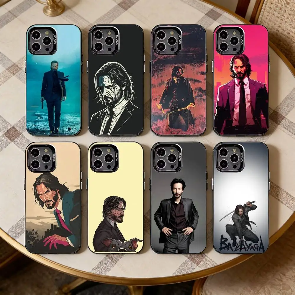 

K-Keanu R-Reeves Actor Phone Case For iPhone17,16,15,14,13,12,11 Plus,Pro Max Black Candy silver phone case