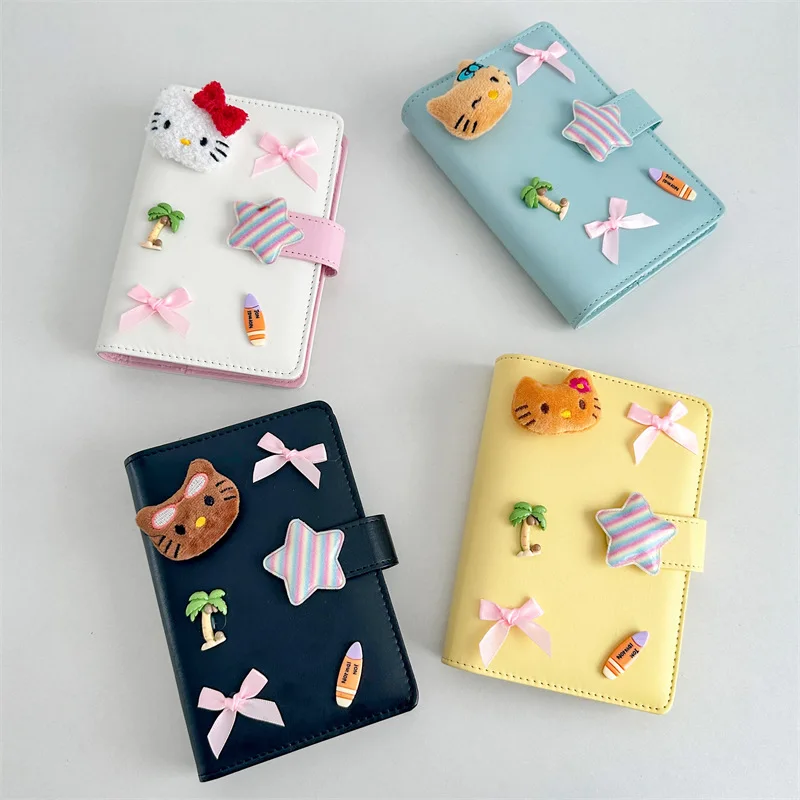 New Cartoon Sanrioed Hello Kittyed Loose Leaf Notebook Magnetic Clasp Hand Ledger Resort Style Cute Pu Notebook Anime Gift Toys