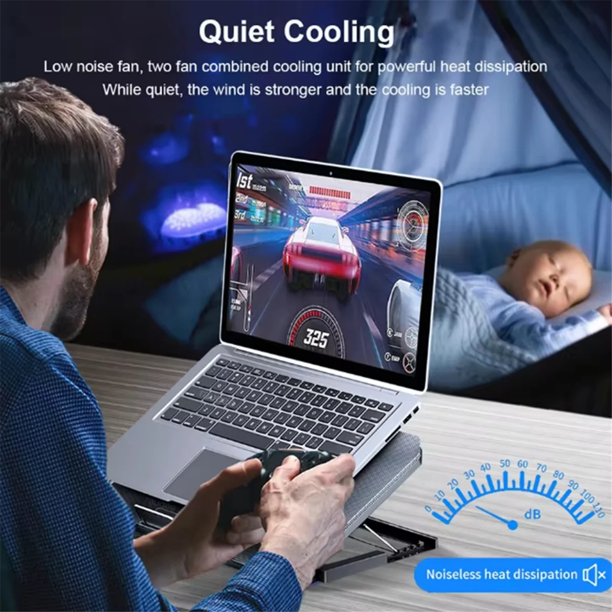 

Новинка 2025 года — кулер для игрового ноутбука для ноутбука 12-16 дюймов, охлаждающая подставка для ноутбука Wind 2, вентиляторы, радиатор, подставка для ноутбука, черный