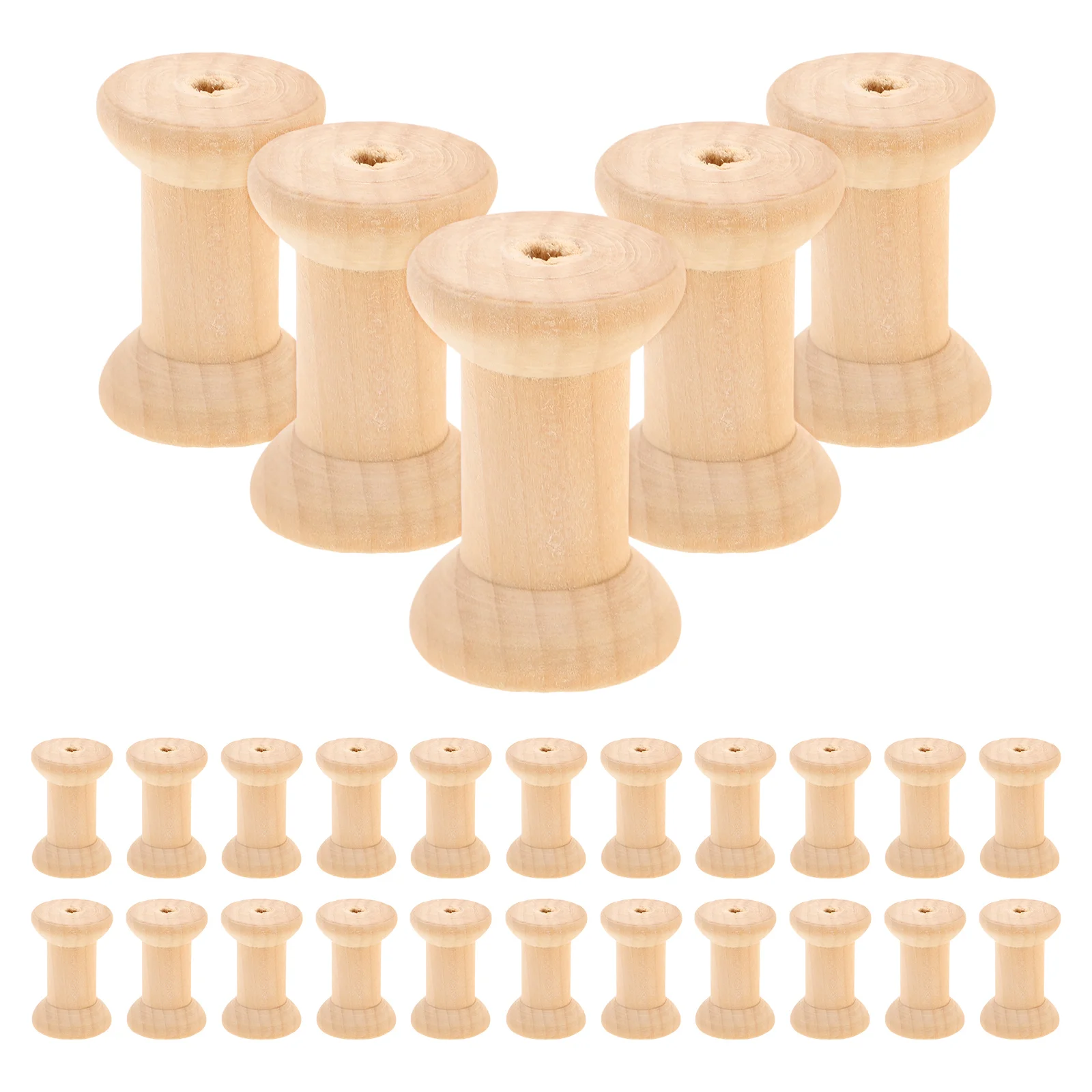 

50pcs Wooden Winding Spools Retro Embroidery Thread Storage Empty Spool Holder Vintage Sewing Organizer Craft Project Supplies