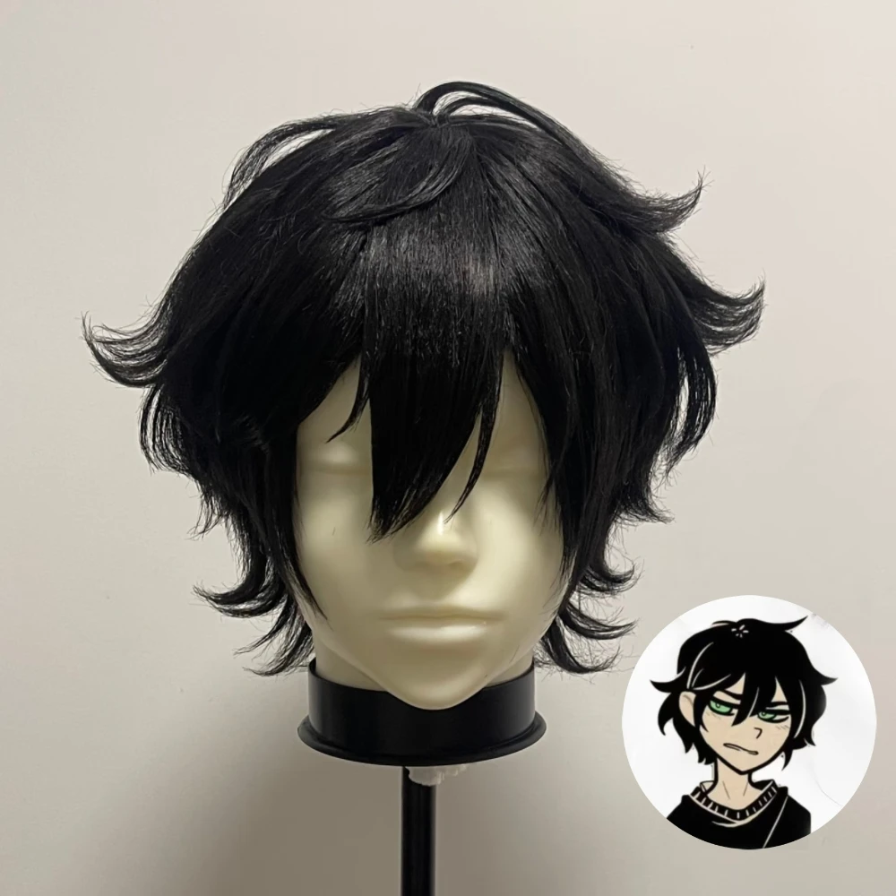Andrew Cosplay Wig Black Short Hair Rose Net Cap Heat Resistant Synthetic Fiber Wig Halloween Party Wig Anime Wig For Men Wig
