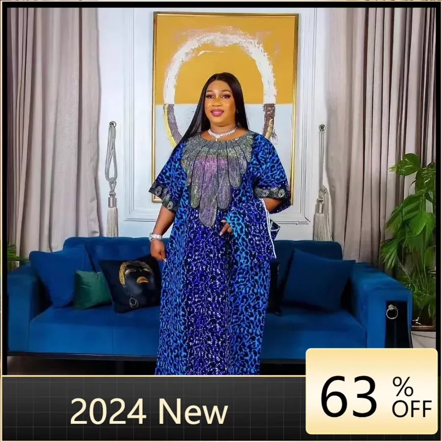 

African Dresses for Women 2024 Muslim Fashion Abayas Boubou Dashiki Ankara Outfits Evening Gown Dubai Kaftan Abaya Robe Outfits