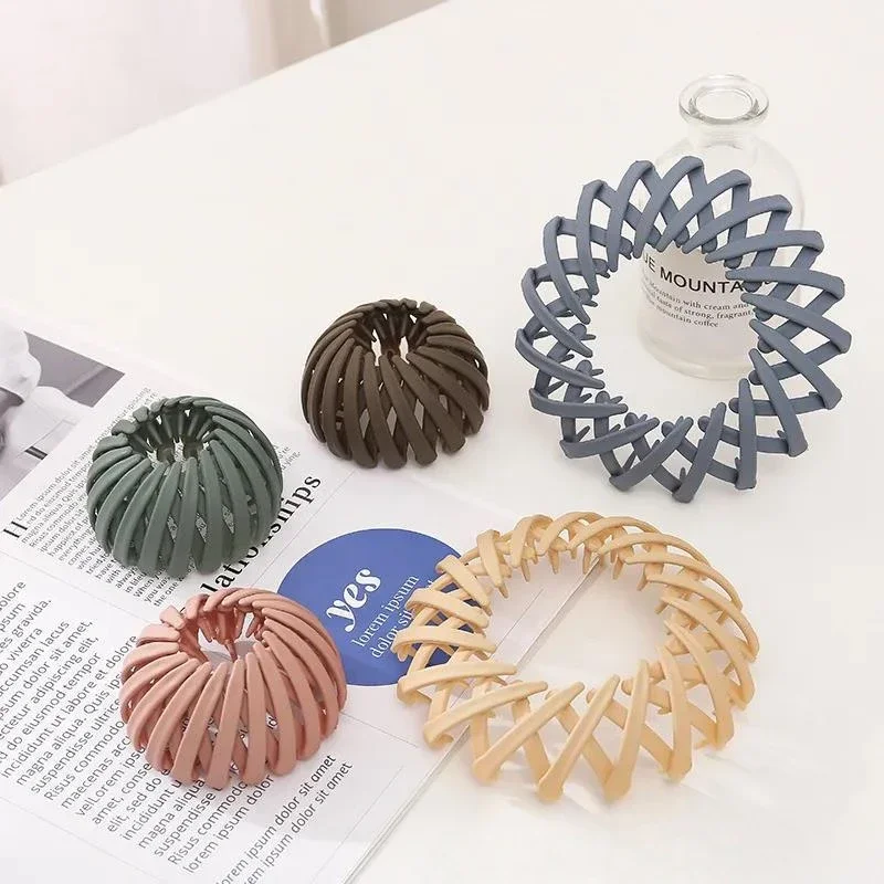 2024 Fashion Women Bun Hair Claw Horsetail Buckle Hair Clip Bird Nest Expanding Headwear Female Ponytail Holder Hair Accessories