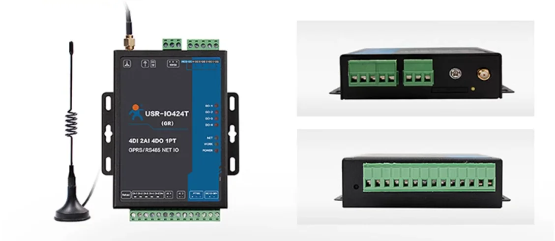 USR-IO424T-EWR 4 채널 네트워크 IO 컨트롤러, WiFi 및 이더넷 지지대, WAN/LAN RS485 시리얼 서버, 4DI, 4DO, 2AI, 1PT