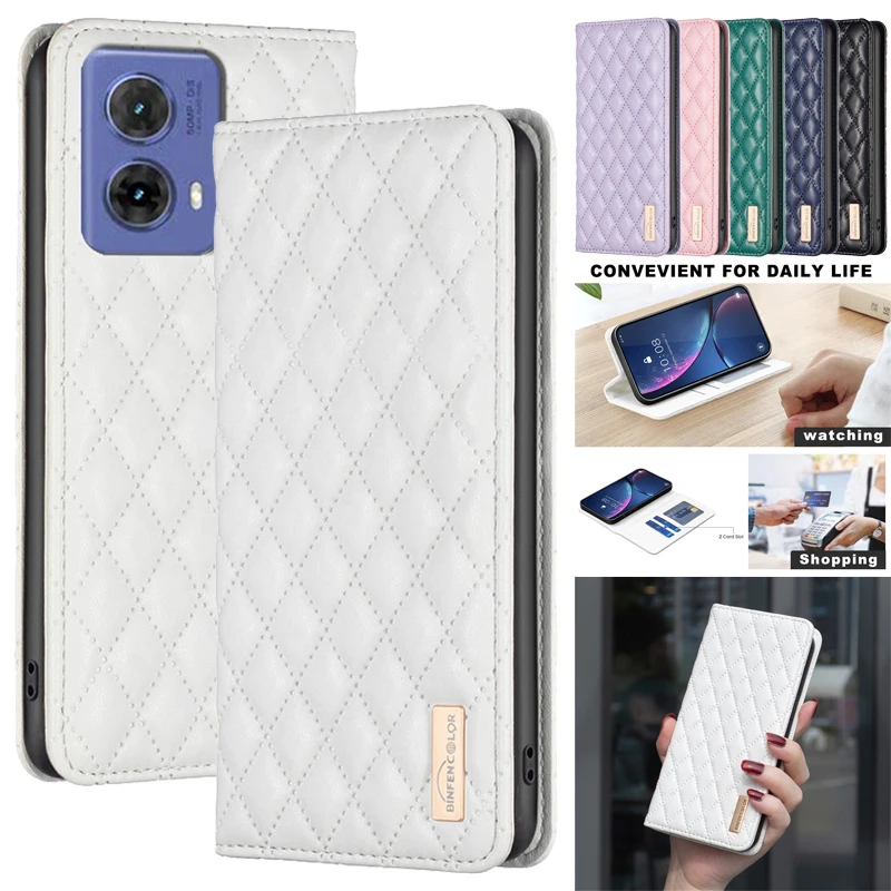 Magnetic Leather Case Wallet Cover For Motorola MOTO G37 Power G47 G55 G35 G85 G04 G24 G34 G54 G14 4G Flip Phone Protective Etui