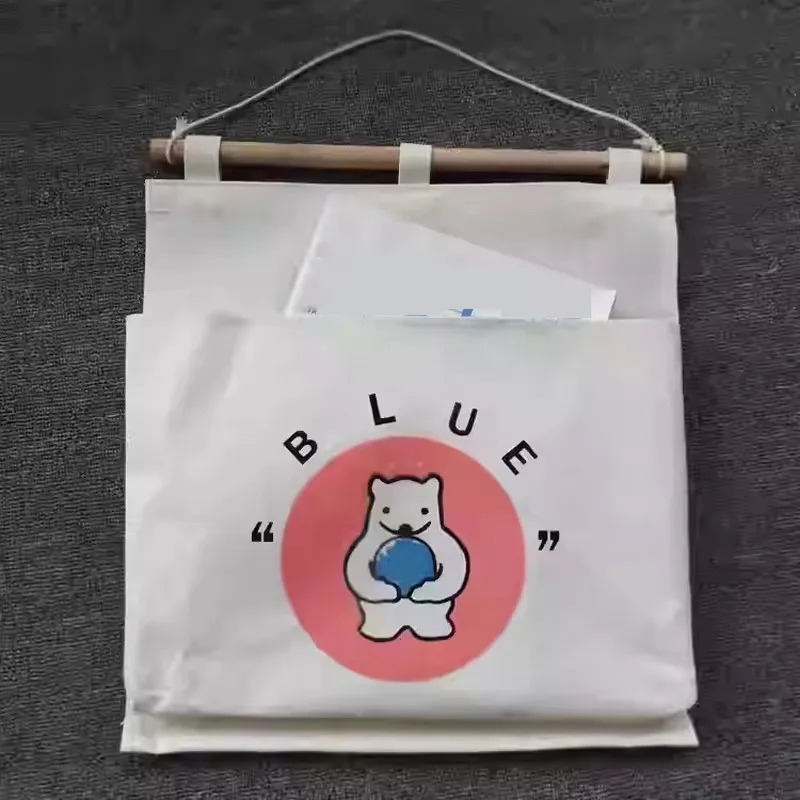Cute Cartoon Printed Pattern Large Storage Bag Kindergarten Wall-mounted Book Sorting Bag Children's Room Wall Decor Hanging Bag