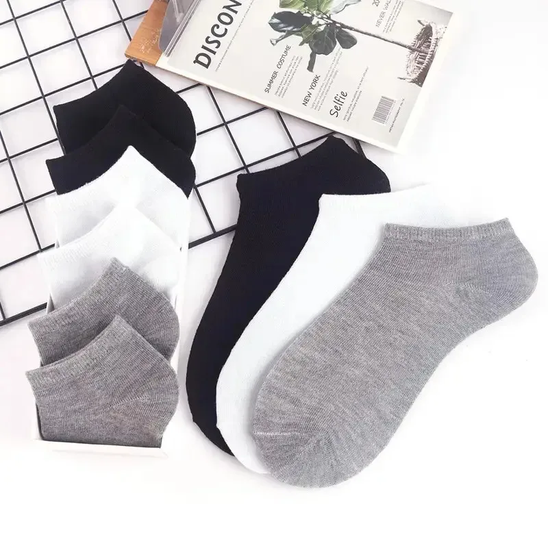 

5/10pairs Wholesale Unisex Socks, Breathable Sports Socks, Solid Color Boat Socks, Comfortable Cotton Ankle Socks, White