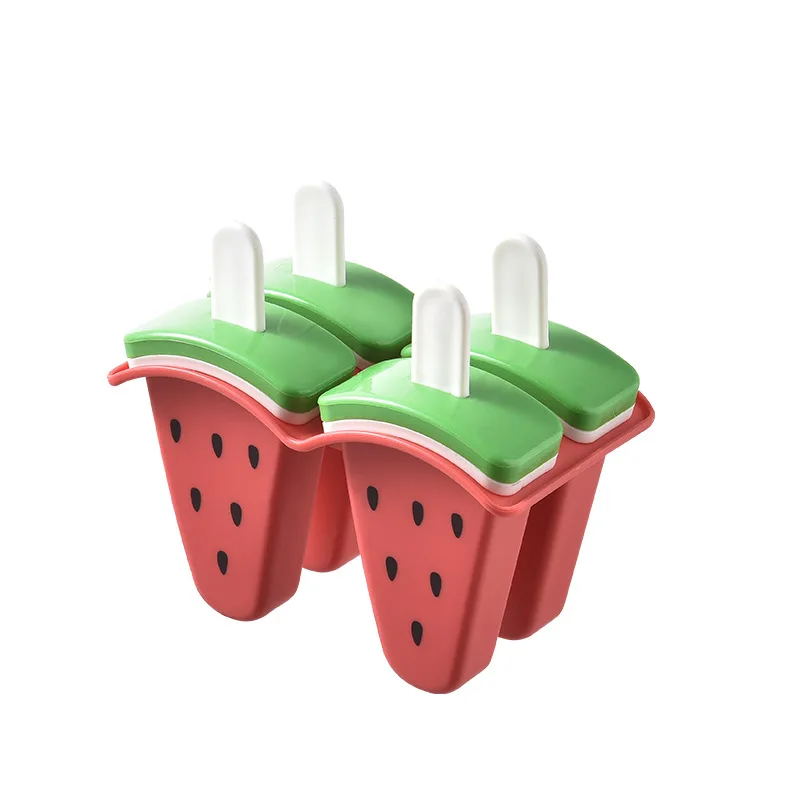 Watermelon Shape Ice Cream Mold 4/6 Ice Popsicle Mold Set Reusable Ice Cream Mold with Stick Creative Kitchen Tool dropship