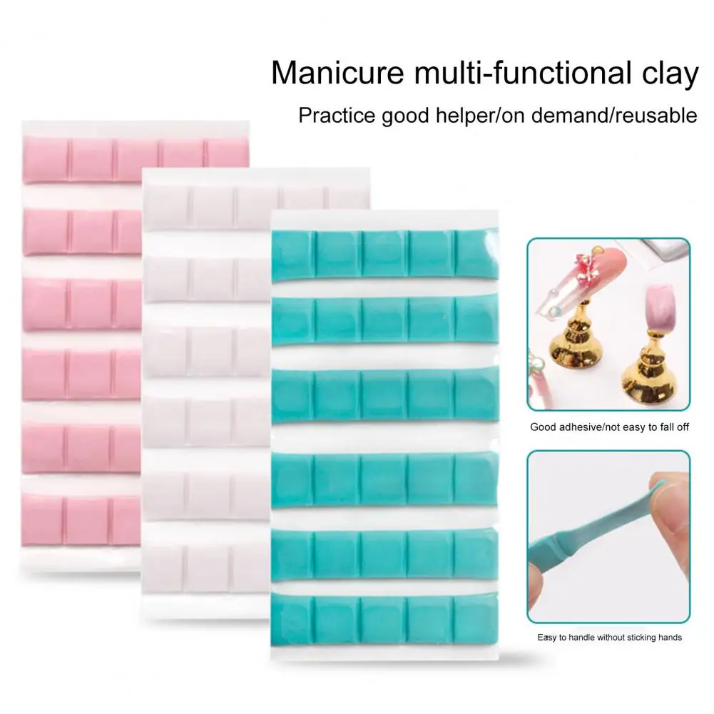 30Pcs/Bag Nail Adhesive Glue Clay Reusable Tacky Gel For Nail Art Practice Stand Display Holder False Tips Manicure Nail Tools