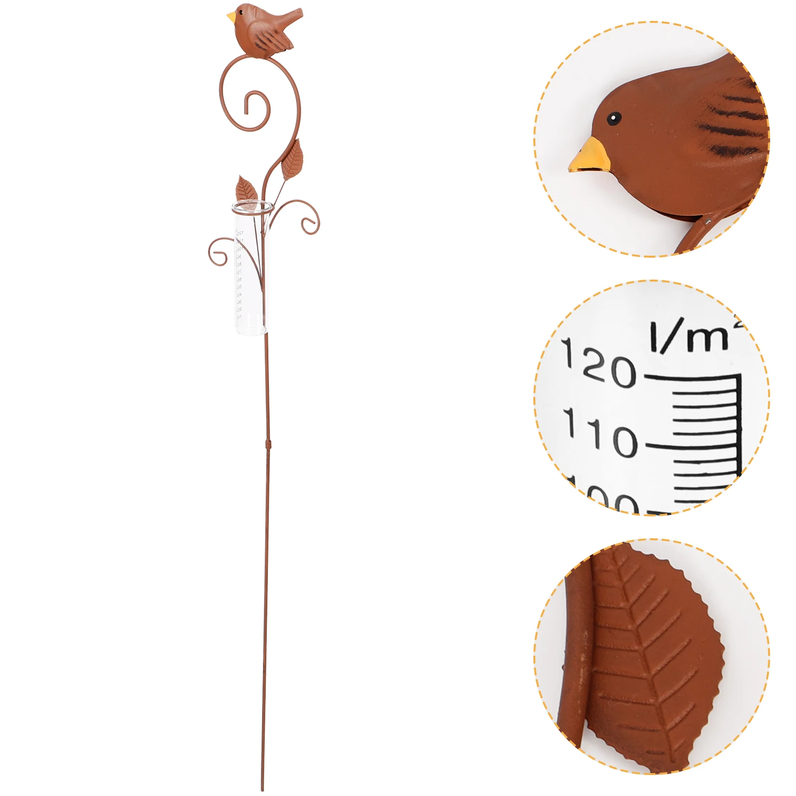 

Rustic Bird Flower Vase Retro Iron Rain Gauge Decorative Outdoor Garden Tool Precision Water Measuring Lawn Ornament Vintage