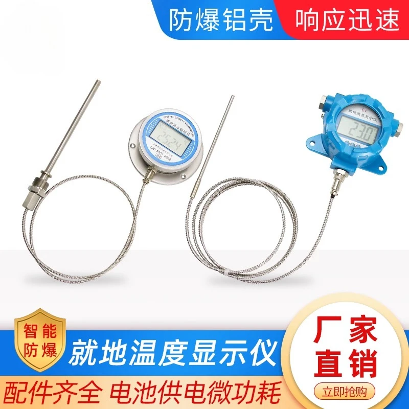 Temperature display instrument Local thermometer PT100 thermal resistance battery powered integrated digital thermometer