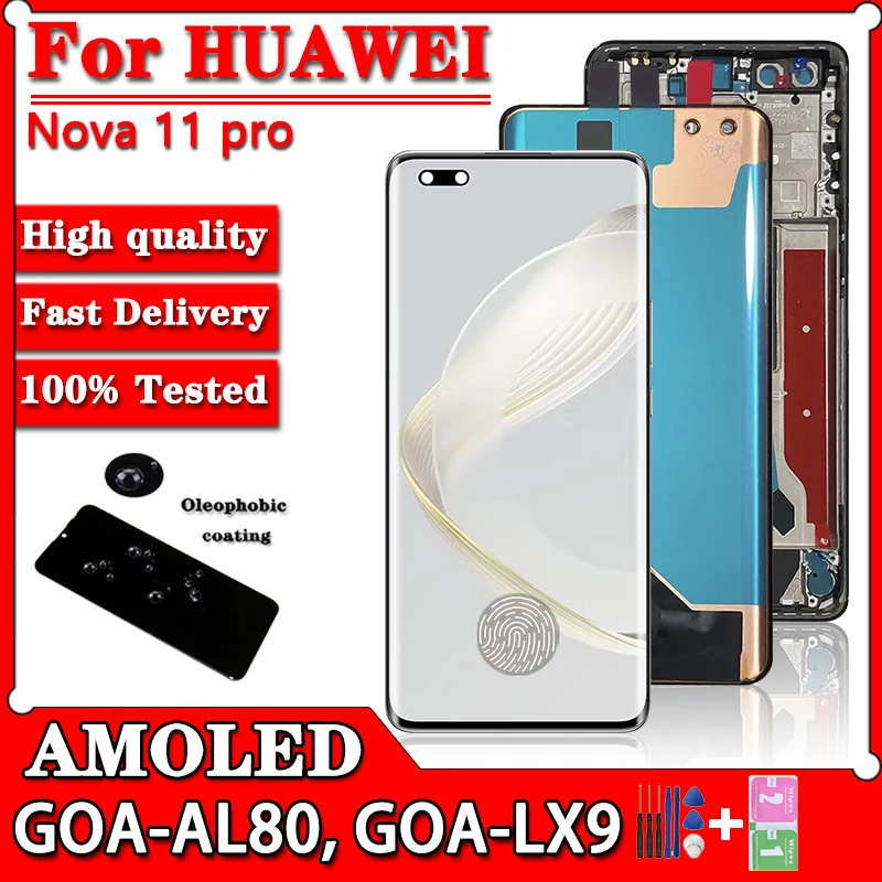 

6,78 "AMOLED для Huawei nova 11 Pro ЖК-экран GOA-AL80 + дигитайзер сенсорной панели для Nova 11 Pro GOA-LX9 дисплей