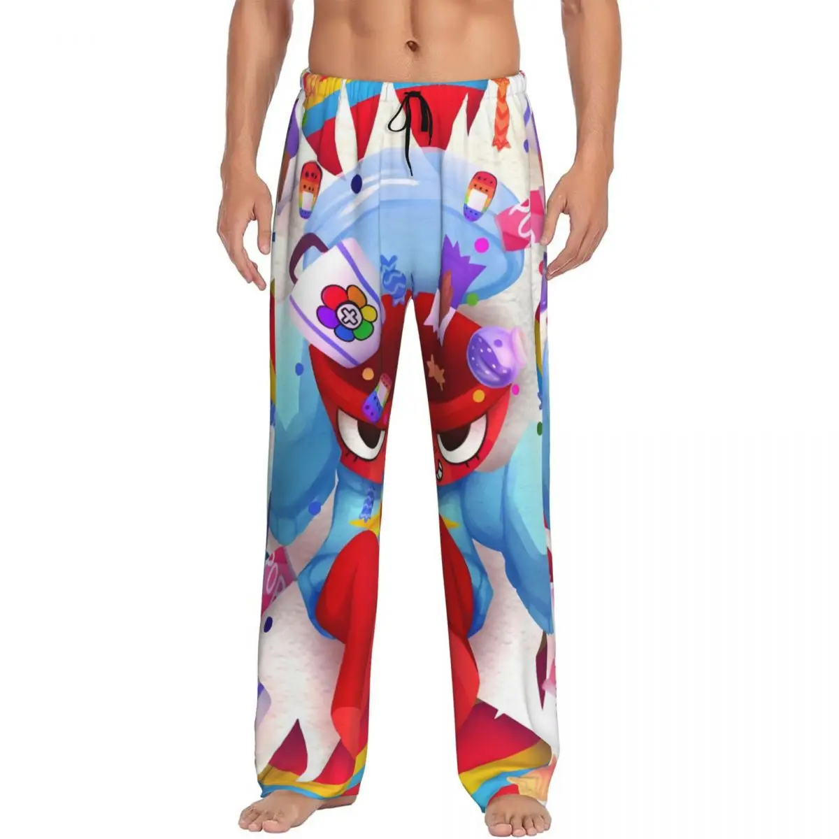 

Мужские пижамные штаны с мультяшным принтом и карманами для сна и отдыха