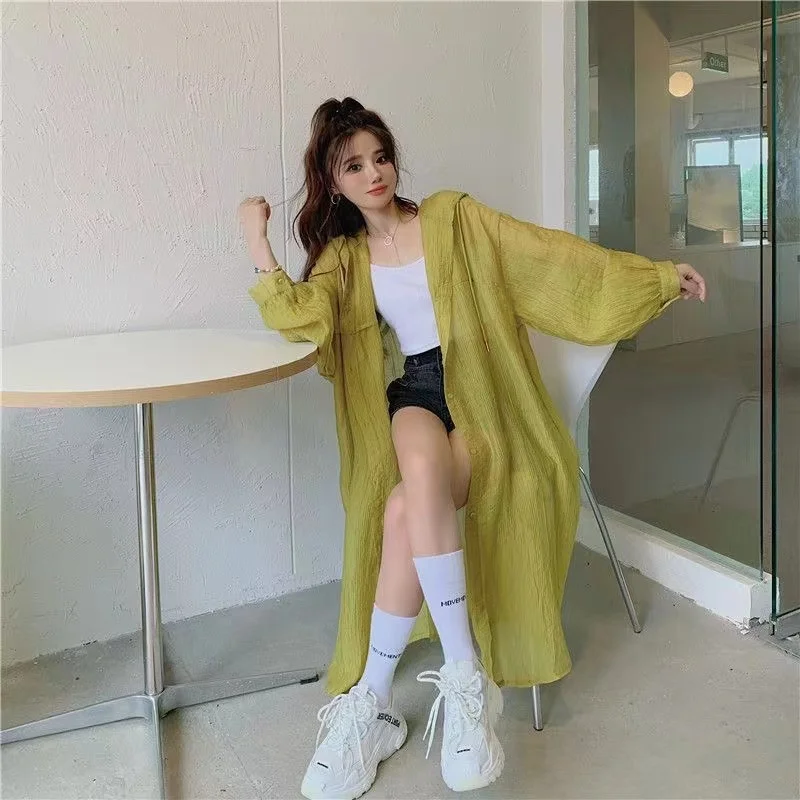 Summer Lengthen Oversized Sunscreen Shirt Shirt Simple Casual Loose Women Sun Protection Shirts 2024 Korean Long Sleeve Hoodies