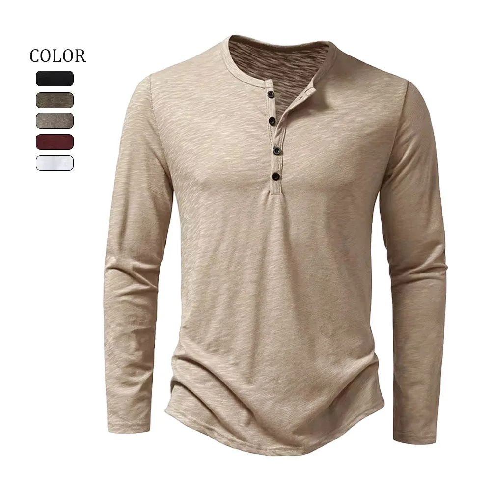 Neue Herbst Feste Beiläufige männer Langarm T Shirt Henley Kragen Langarm männer T Shirt Klassische Casual Hundert männer Top