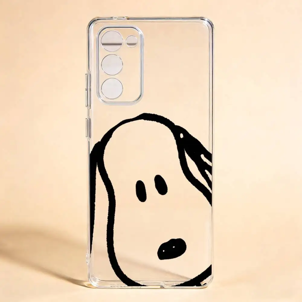 White Dog Snoopy Cute  Phone Case For Samsung Galaxy S24 S25 S23 S22 S21 Transparent Cover Case