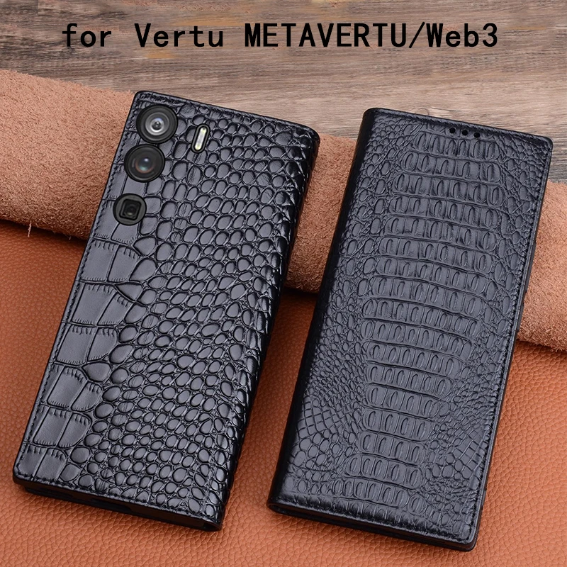 New Arrival Genuine Leather Case for VERTU METAVERTU Carcasa Magnetic Flip Phone Cover Bag for Vertu Web3 Funda Skin Coque Capa