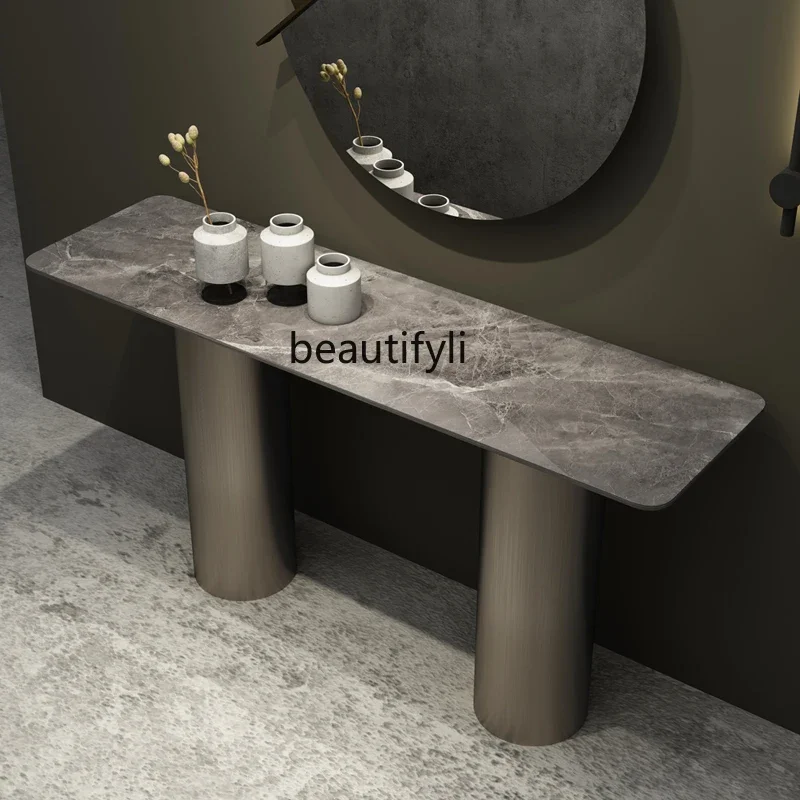 โต๊ะตกแต่งผนังทางเข้าสไตล์มินิมอลอิตาลี X188 สำหรับตกแต่งห้องนั่งเล่น ทางเดิน ตู้วางของหน้าประตู ทำจากหิน