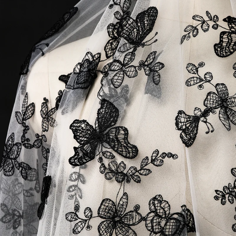 Butterfly Lace Fabric DIY High Set women\'s Fabric Wedding Gauze Skirt Fabric Handmade Doll Clothing Accessories 130 cm Wide