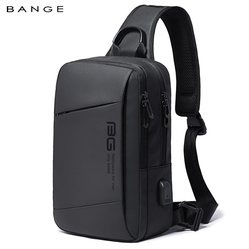 

BANGE Men Bag Oxford USB Sling bag 7.9 inch Male Chest Bag Crossbody Bag For Man Moto Biker Shoulder Bags Black New Fashion Bag