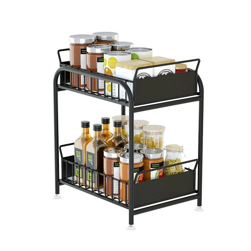 

DSA Black Large Kitchen Rack Under Sink Shelf Countertop Sink Sewer Storage Organize Cabinets