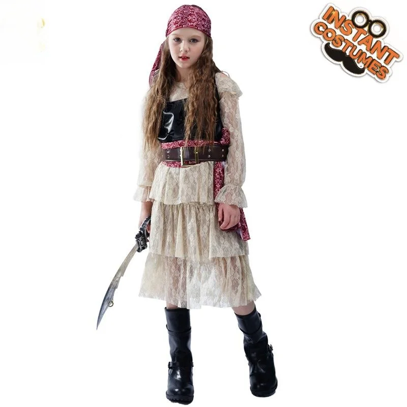 

loween Girls' Lace Pirate Dr Stage Performance Costume Chinese Production 2024 Autumn Collection Ethnic Stage Wear