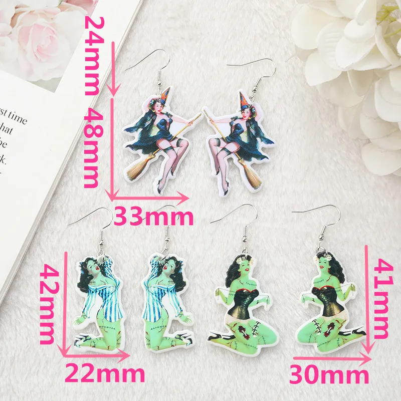 1 Cặp Thời Trang Phù Thủy Người Phụ Nữ Tòn Ten Bông Tai Acrylic Gợi Cảm Trái Cây Đại Thả Bông Tai Cho Bé Gái Món Quà Sinh Nhật