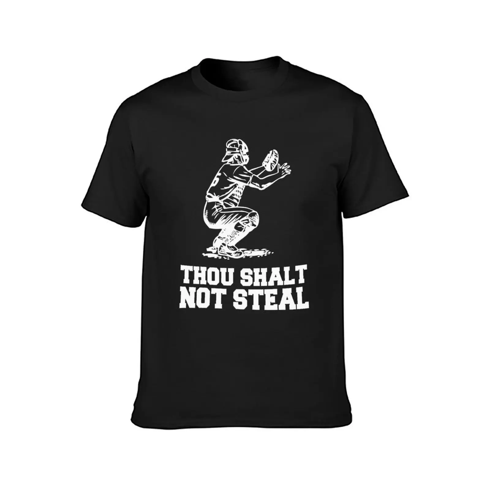 Thou Shalt Not Steal Baseball Catcher Joke T-Shirt tees customs boys animal print mens cotton t shirts