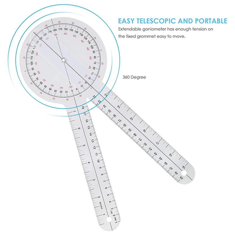 

AB47-6-Piece Goniometer 6/8/12 Inch Occupational Therapy Protractor Tool Measuring Angle Ruler 360 Degree Universal