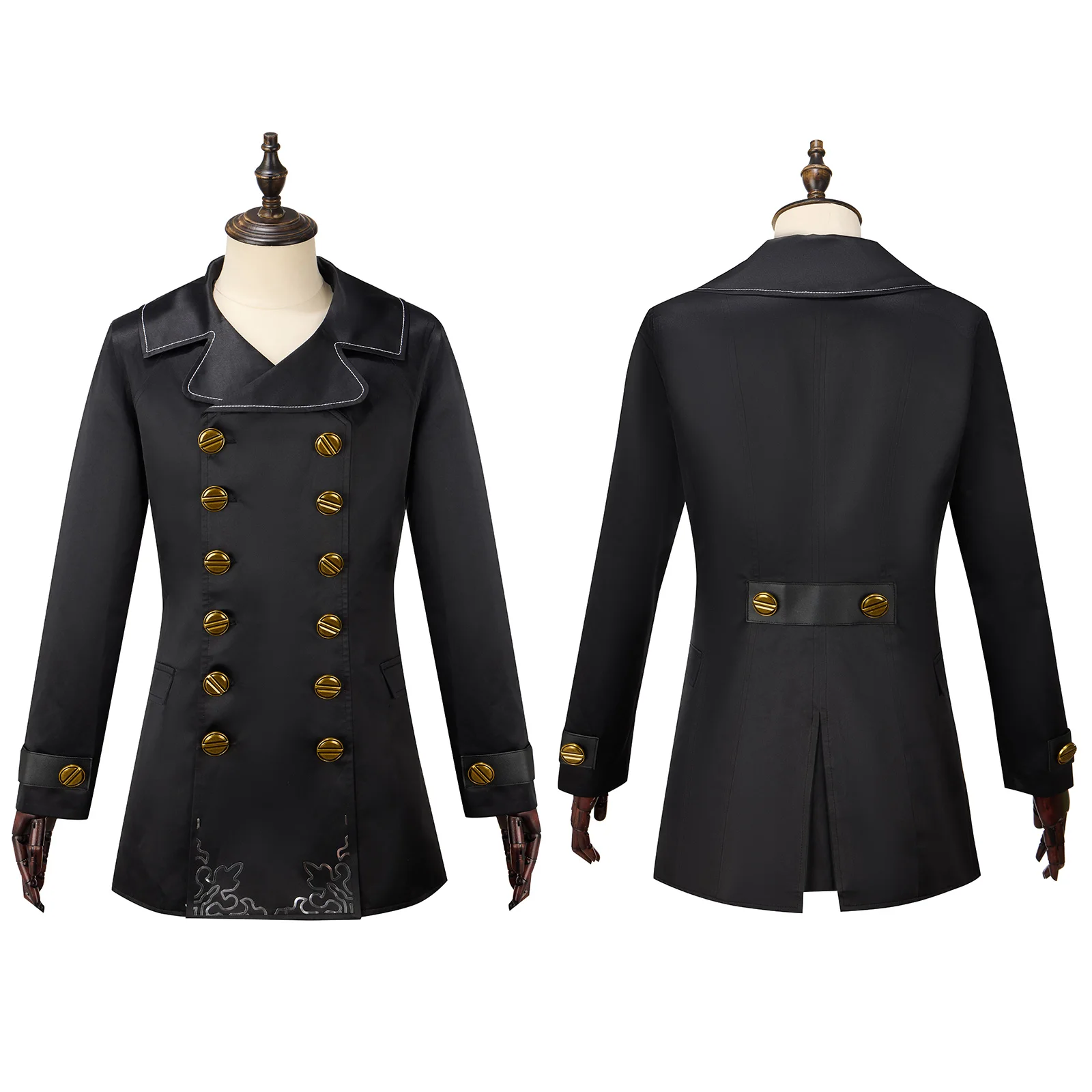 Trench Coat Cosplay preto trespassado, jaqueta Yorha tipo 51 de cura traje masculino, roupas de festa de Halloween, Ff14, outono