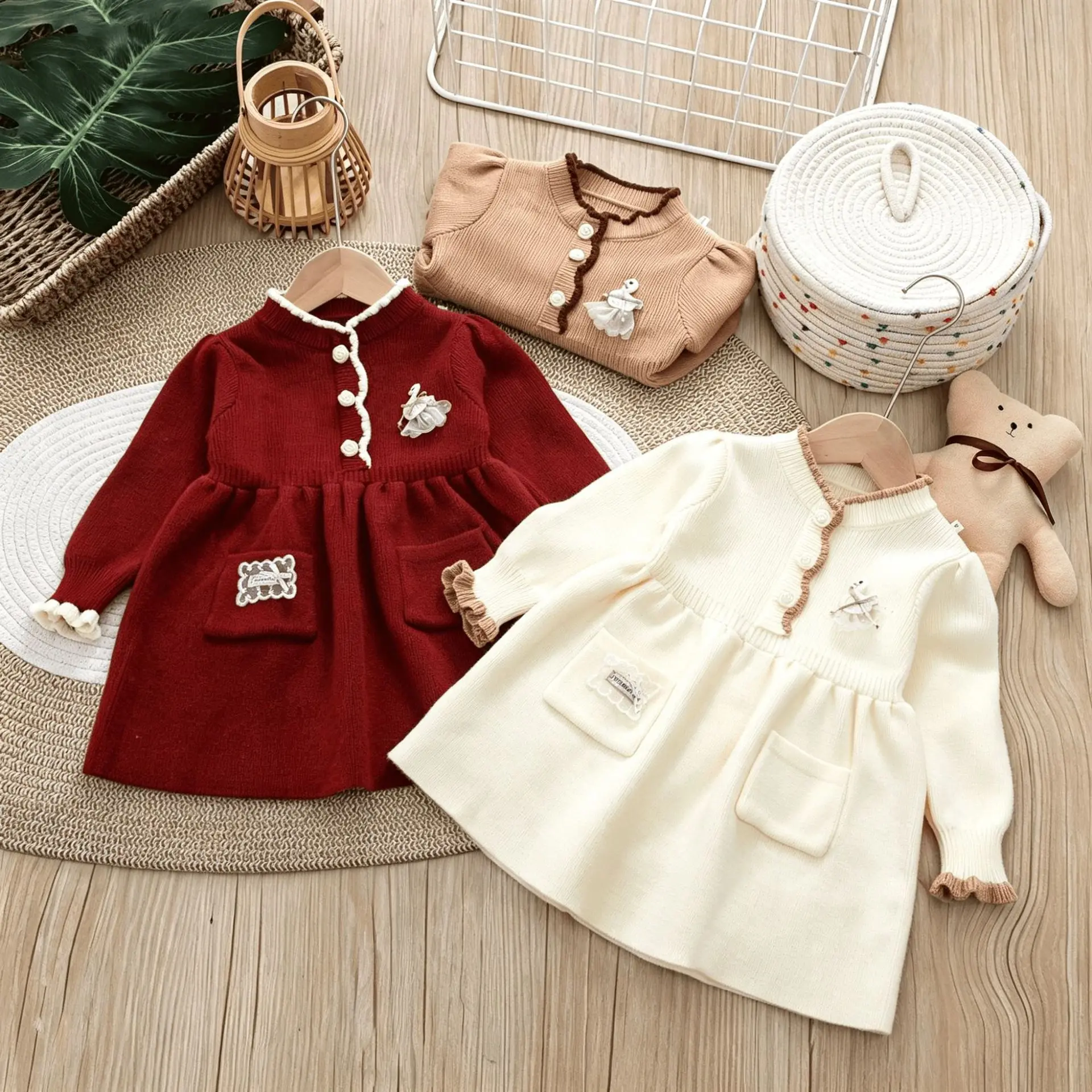 New Autumn Knit Princess Sweater Dress For Toddler Baby Girls Children Clothing Girl Clothing Stylish 2-6 Years 5