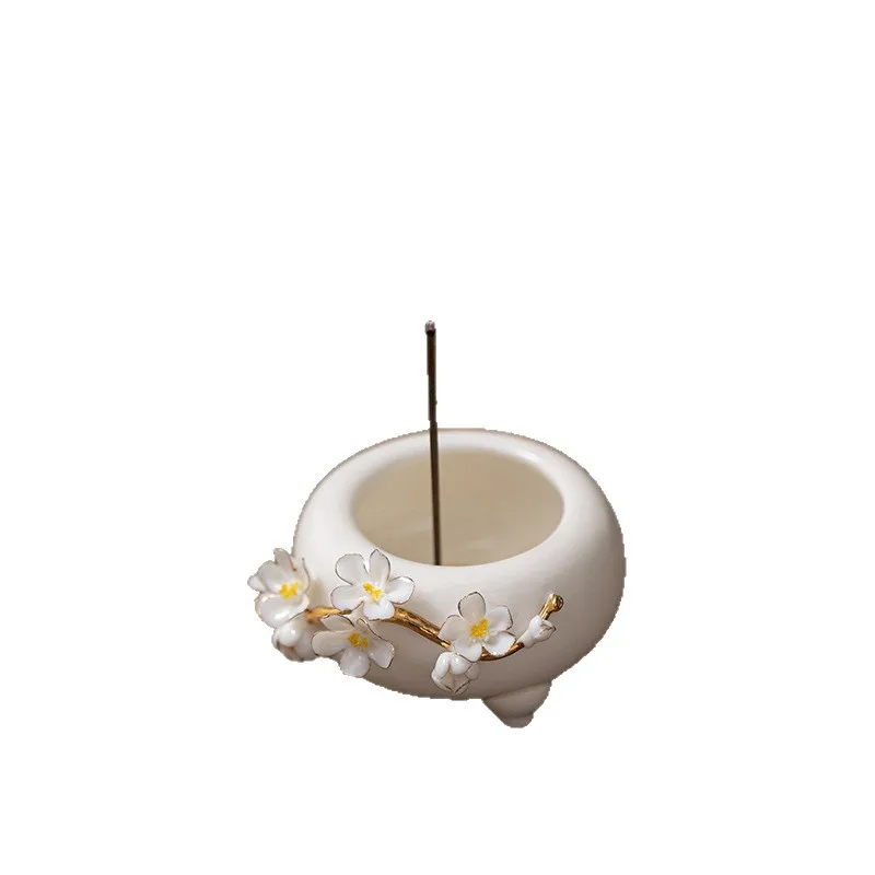 

Ceramic lotus line incense insert pinched flower small incense burner household indoor aromatherapy burner incense holder