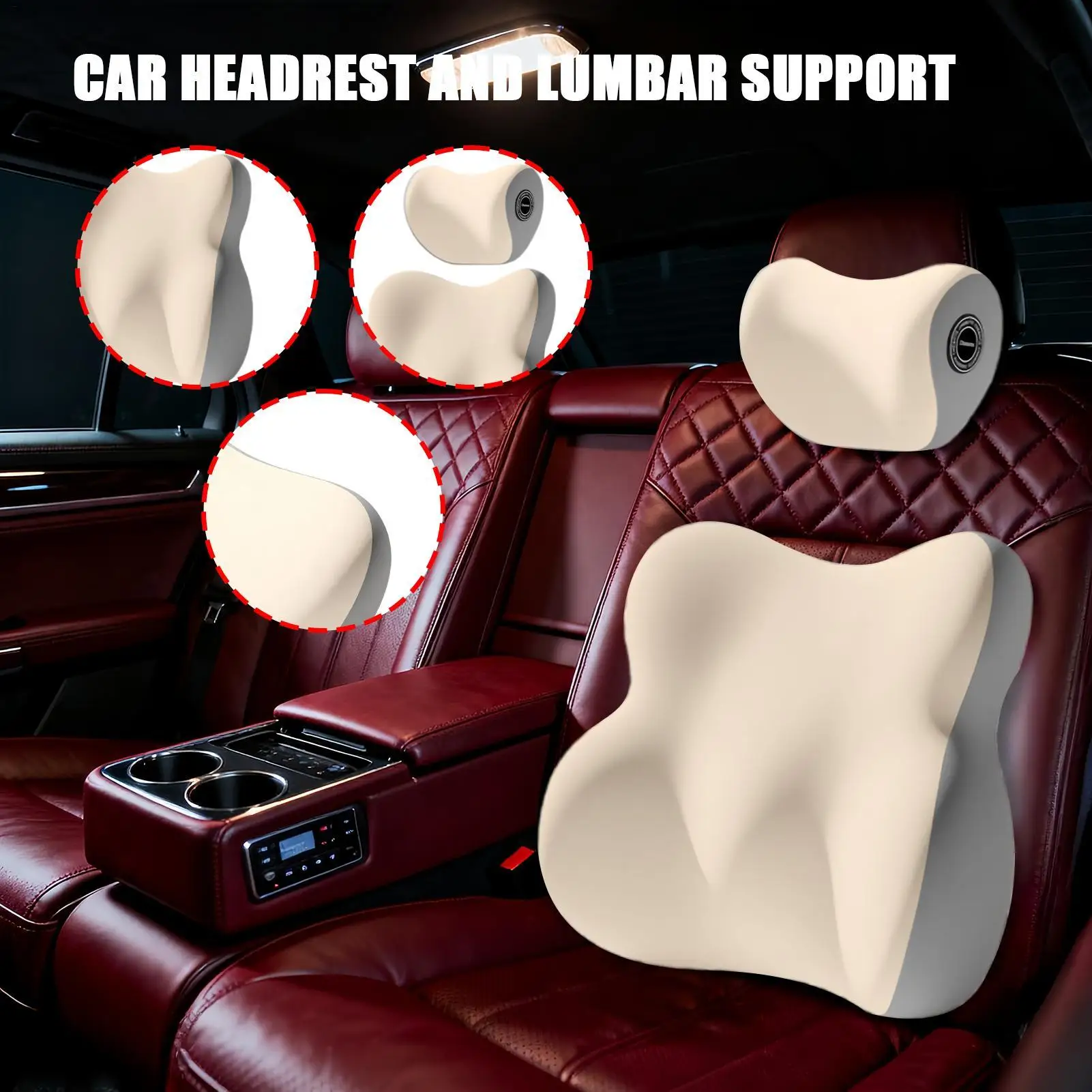 

Lumbar Support For Car Ergonomic Breathable Memory Foam Cushion Car Seat Headrest For Vehicle Truck Travel Trip Commuting Daily