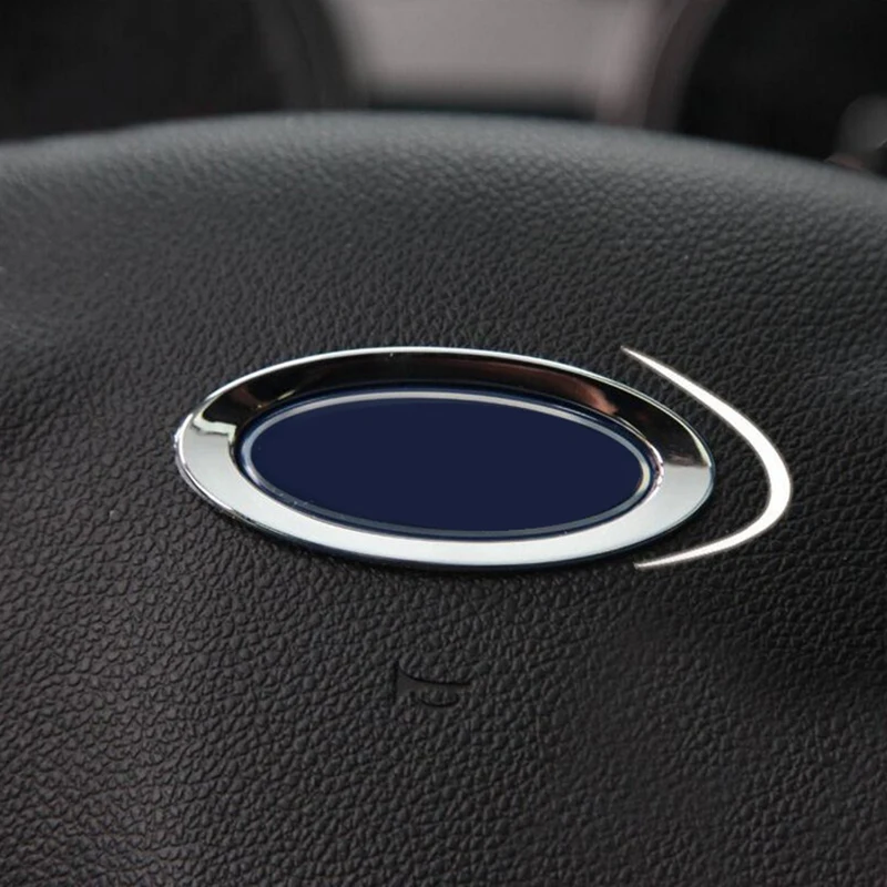 Steering Wheel ABS Chrome Trim Cover Logo Ring For Ford Focus 2 3 MK2 MK3 MK4Kuga Fiesta Ecosport MONDEO Fusion Auto Accessories