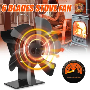 Mini 6 Blades Fireplace Fan Heat Powered Stove Fan Log Wood Burner Eco-fan Quiet Winter Warm Home Heater Efficient Heat Distribu