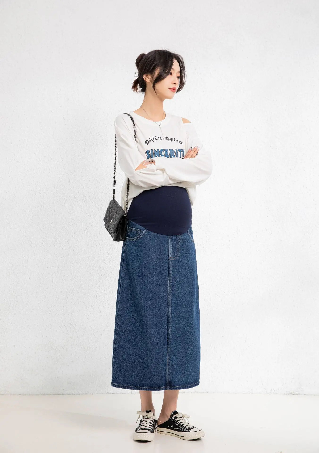 Fashion Maternity Jag Denim Skirts for Pregnant Women Winter Maternity Skirt Long Large Size Pregnancy Skirt