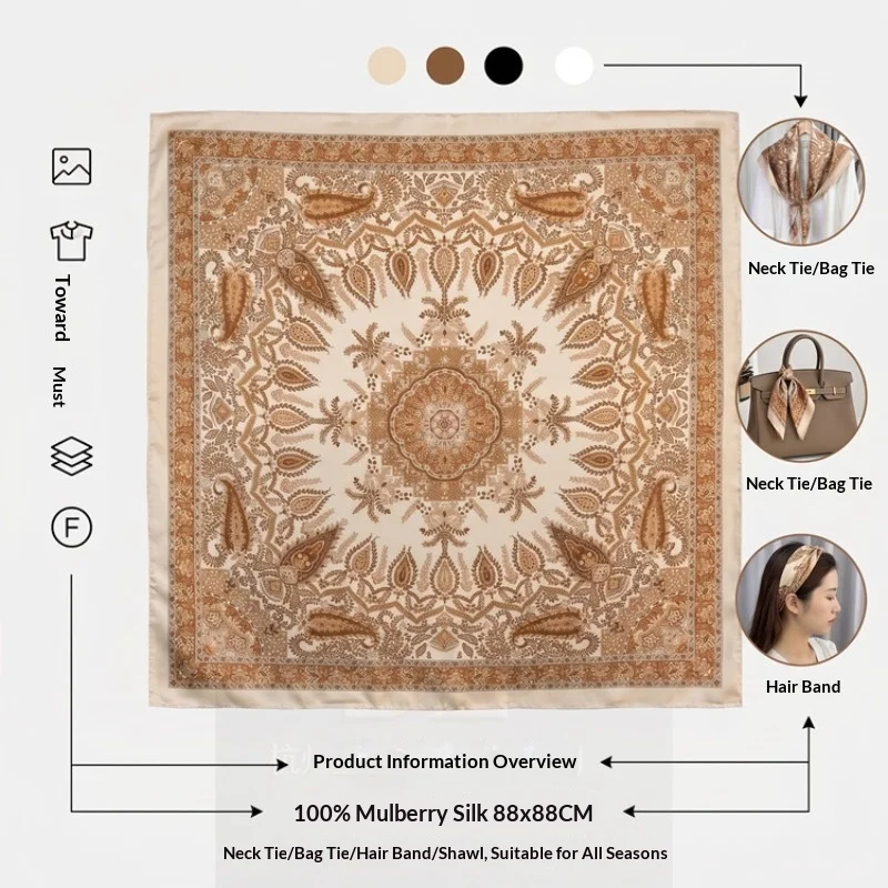 Echarpe-carree-elegante-en-soie-de-murier-100-style-francais-nouvelle-collection-printemps-Ete-2026-90-cm-en-twill-collection-silk-road