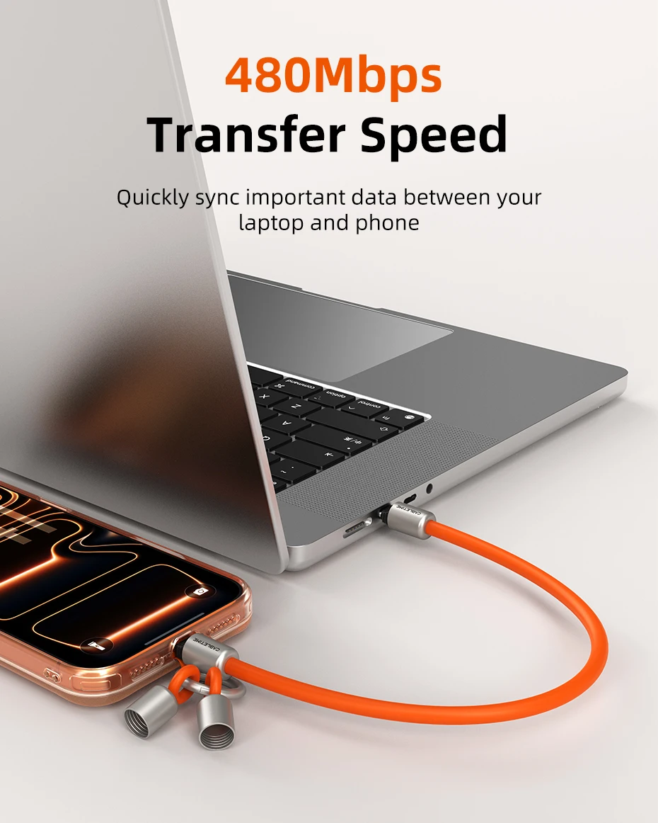 CABLETIME USB-C-Kabel PD60W Schnellladung Schlüsselband Typ-C-Kabel 480Mbps USB 2.0 Schnelle Übertragungsgeschwindigkeit Schlüsselanhänger 25g für Smartphones – Detail 4