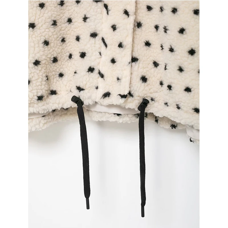 Giacca calda in pile a pois da donna 2025 Cappotto da donna autunno inverno manica lunga allentata femminile streetwear casual nuovo capispalla