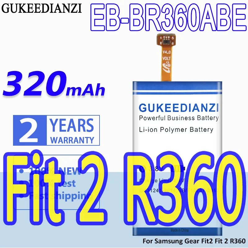 GUKEEDIANZI Battery EB-BR360ABE EB-BR365ABE 320mAh For Samsung Gear R360 Fit 2 Pro Fitness SM-R365 R365 Batteries