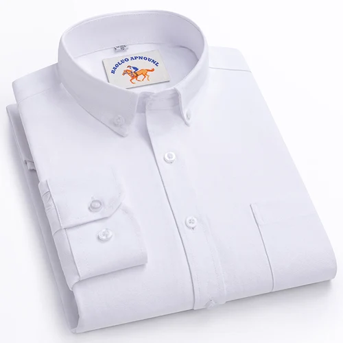 Imagen 2 del producto Camisas Oxford 100% de algodón para hombre, camisa de vestir Formal de corte Regular suave a cuadros informal de manga larga, blusa Social, ropa masculina 8XL 7XL